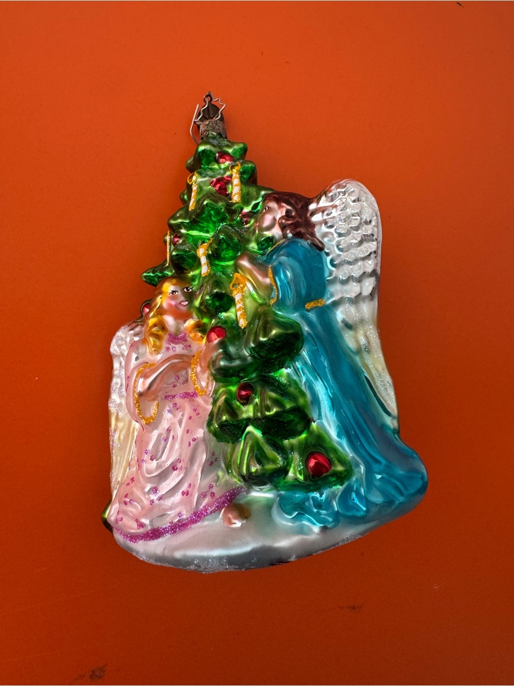 Vintage Christopher Radko Angel & Tree Glass Christmas Ornament. Collectible!